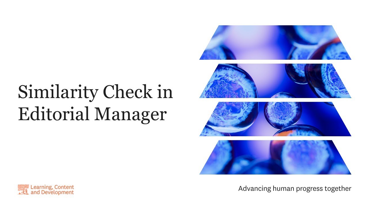 Similarity Check in Editorial Manager - YouTube