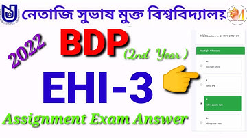 BDP 2ND YEAR EHI-3 (History) 👉MCQ Assignment Exam Questions Answers 2022