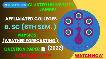 Cluster University jammu;6th sem.Physics Skill Question Paper ||weather forecasting#clujammu