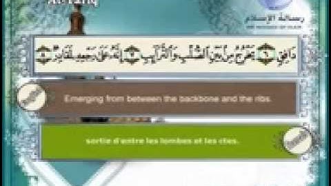 سورة الطارق مترجم بثلاثة لغات  العربية و الانجليزية و الفرنسية