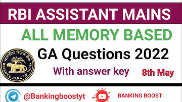 RBI ASSISTANT MAINS 2022 | All Memory based GA questions with answer