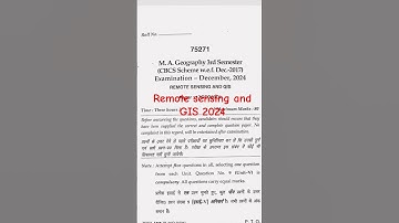 Remote sensing and GIS l M.A 2024 l  GEOGRAPHY. #update and recently exam December #mdu