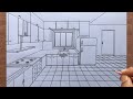 How to Draw a Kitchen in 1-Point Perspective Step by Step