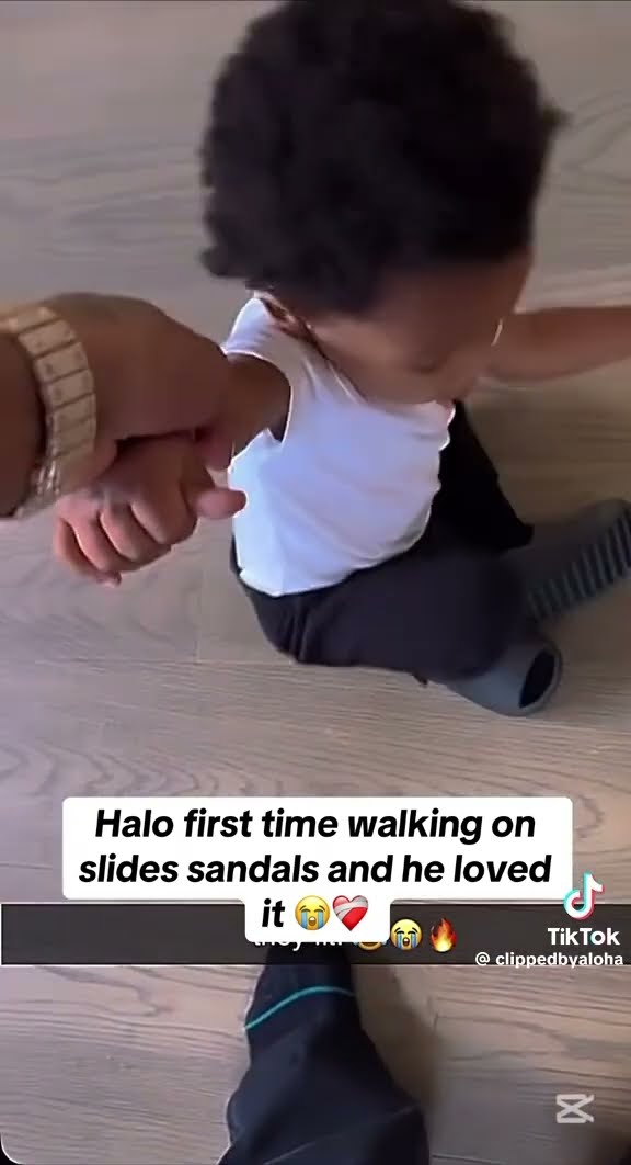 Halo first time walking on slides sandals #hoodnews #ddg #halo #trending #viralvideo #walking #how