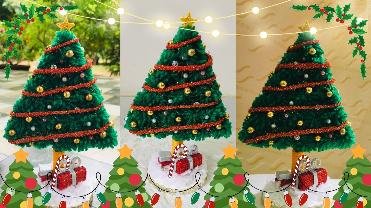 3D Woolen Christmas Tree | How to Make a 3D Woolen Christmas Tree DIY ...