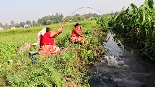 Fishing Video || Village girls & man  have special experience in fishing || Fish catching trap