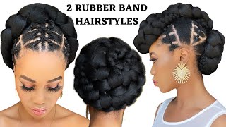 🔥2 QUICK &amp; EASY RUBBER BAND HAIRSTYLES ON  NATURAL HAIR / TUTORIALS / Protective Style / Tupo1