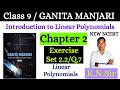 Class 9 Maths GANITA MANJARI Exercise 2.2/Q7 | Introduction to Linear Polynomials | New Ncert