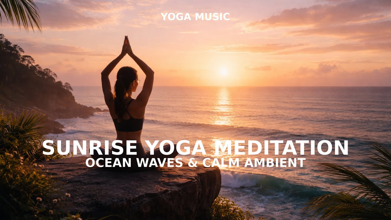 20-Minute Sunrise Yoga Meditation | Ocean Waves & Calm Ambient Music
