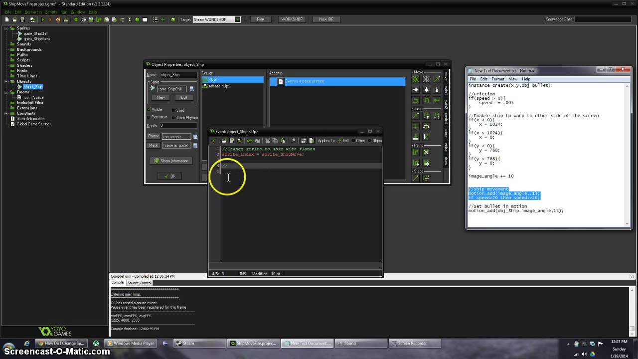 Game Maker Tutorial Asteroids Ship GML 2 - YouTube