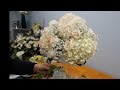 How to Make a Tall Vase Centrepiece With Hydrangea and Roses.