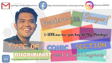 Type of Conic Section Based upon Its Discriminant, and the Numerical Values of Its A, B, and C