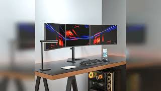 Overview: WALI Triple Monitor Stand, Free Standing Three LCD Monitor Fully Adjustable Desk Mount...