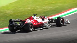 Alfa Romeo C42 F1 2022 Car In Action At Imola Circuit For A Pirelli F1 2023 Tyres Development Test