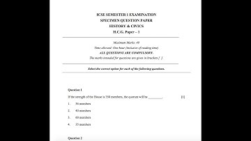 ICSE Semester 1 History & Civics Solved BOARD Specimen Paper 2021