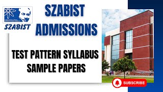 SZABIST Entry Test Preparation 2025| Test Pattern | Sample Paper Solution