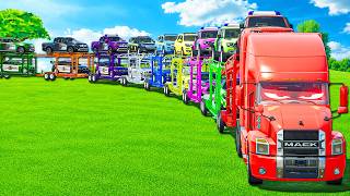 ALL POLICE CARS TRANSPORT WITH MACK TRUCK! COPS MERCEDES, ROVER, BMW & BATTLE! FS 25 screenshot 1