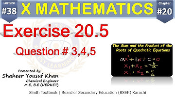 Exercise 20.5:Q3 ,4 ,5 || Chapter 20 || Class 10 Maths || Lecture 38 || by ykSir