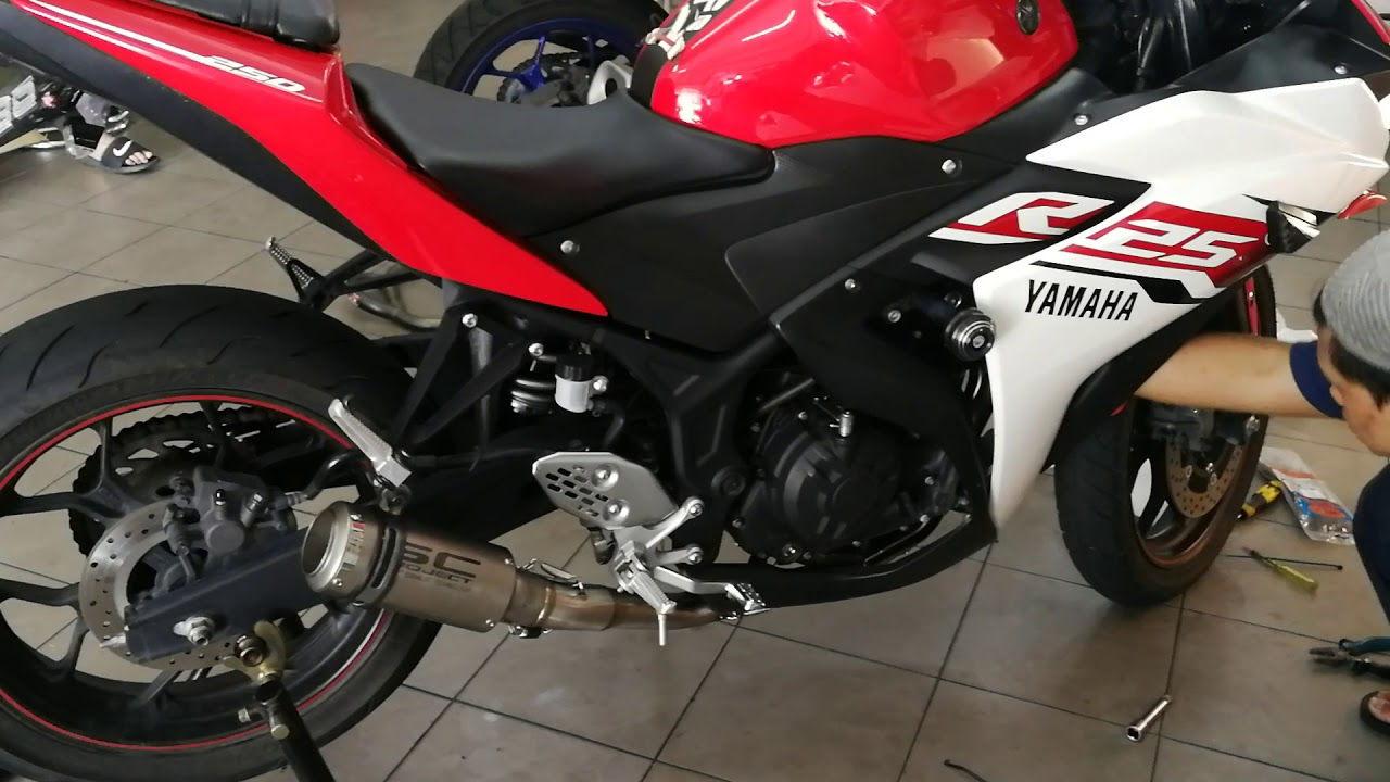 Yamaha r25 fullsistem sc project - YouTube