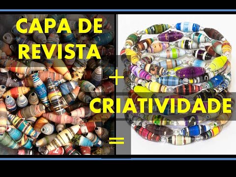 Contas de Papel de capa de revista e embalagens - Upcycling para bijuterias ecológicas