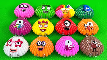 Mixing Rainbow CLAY with Numberblocks inside Seashell, Ice Cream,... Coloring! ASMR