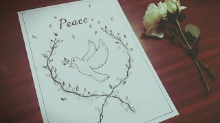 رسم حمامة السلام بطريقة بسيطة