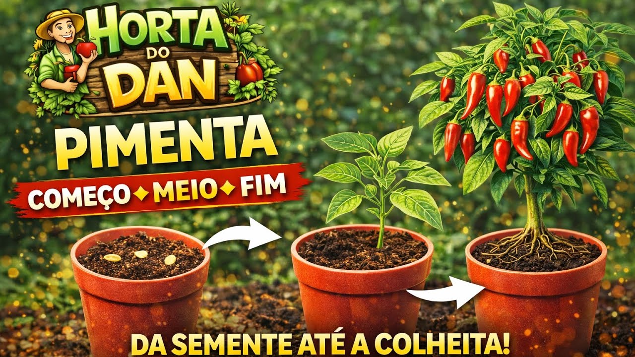 Pimenta em vaso pequeno! Do plantio à colheita! (VOCÊ NÃO VÃO ACREDITAR NISSO) 