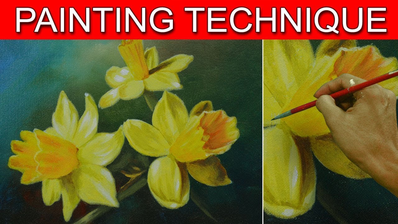 Daffodil Flower Painting For Beginners Step By Step Acrylic Tutorial ...