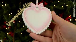 Ornaments by Elves: Personalized Pink Baby Heart Pillow Christmas Ornament OBE-OR1495-P