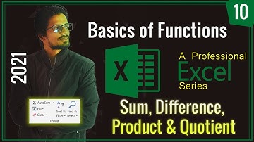 10. Sum, Difference, Product, and quotient function in Excel | Function in Excel 2021 | Hindi.