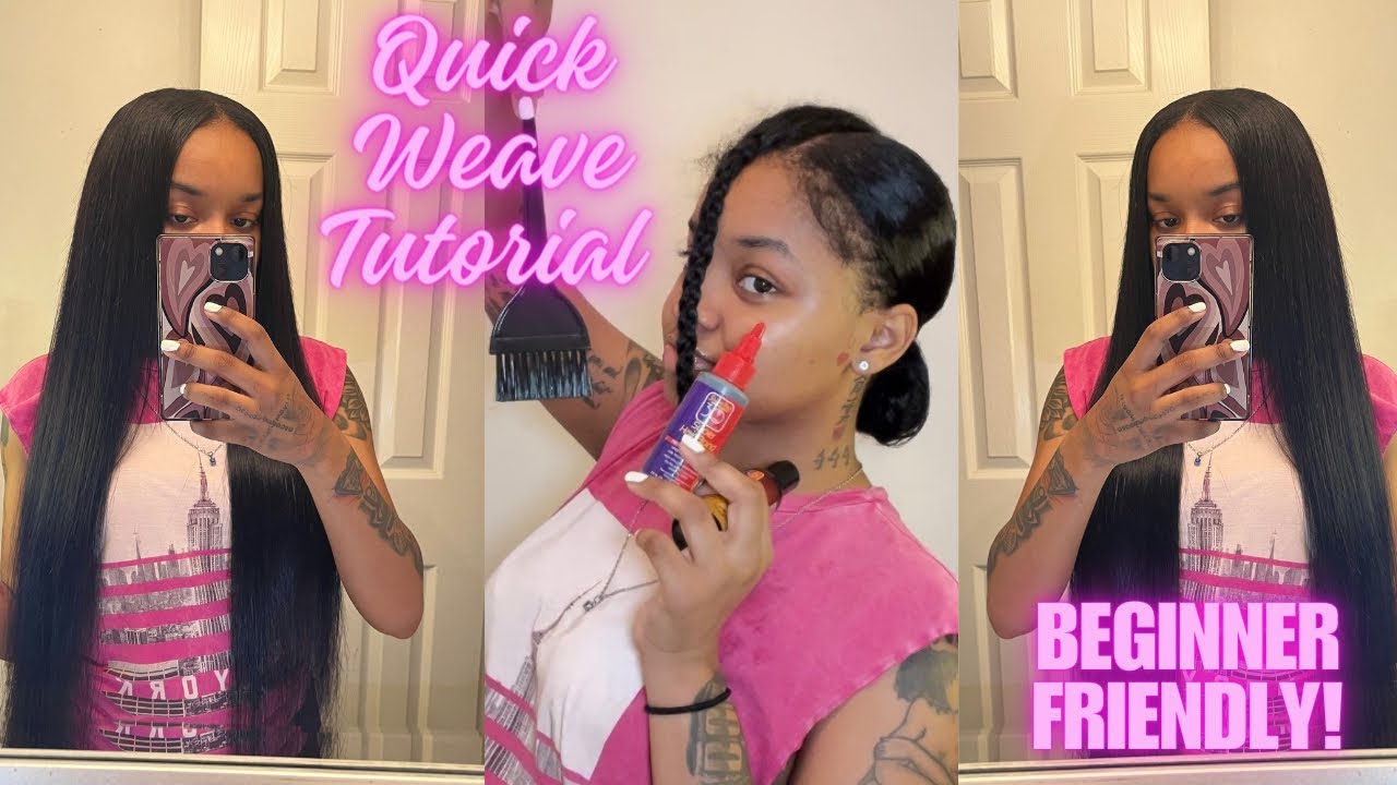 How to middle part quick weave tutorial Beginner friendly YouTube