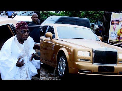 SEE THE NEW GOLD ROLLS ROYCE OLUSEGUN OBASANJO BROUGHT TO 85TH BIRTHDAY GABRIEL IGBINEDION