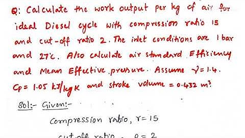 Problem on Diesel Cycle, Thermodynamics, Thermal Engineering