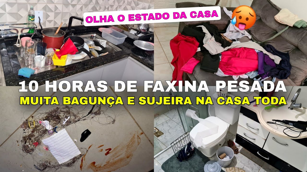 CANSEI!! FAXINA PESADA COMPLETA | 4DIAS SEM LIMPAR A CASA | 10 HORAS DE MUITA LIMPEZA 🥵