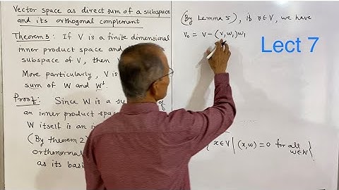 Inner Product Space as sum of a subspace and its orthogonal complement. Lect. 7. #vectorspace