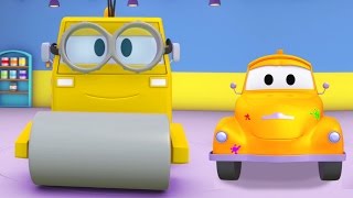 Tom the Tow Truck 's Paint Shop: Steve the Steamroller is a Minions ! | Truck cartoons for kids