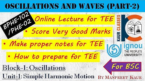BSC Online Lecture-PHE-02/BPHE-102 | Oscillations & Waves (Part-2) | Block-1, Unit-1 | Physics IGNOU