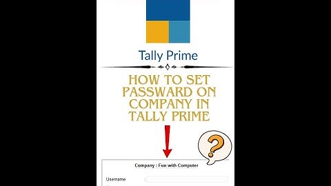 How to Set a Password on Company in Tally Prime