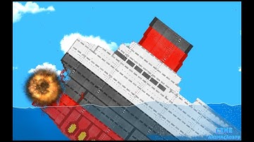 R.M.S Princess of Freedom ship being cut in half in Floating Sandbox simulator