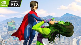 Supergirl Vs She Hulk Epic Fight Gta 5 Rtx Gameplay 4K