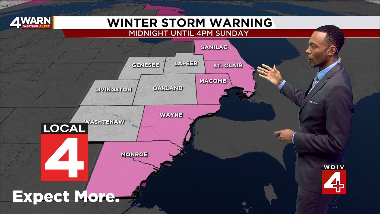 Winter storm warning takes effect in parts of SE Michigan - YouTube