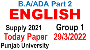Ba Ada Part 2 English Today Group 1 Supply 2021 Paper Punjab University ba ada english paper supply