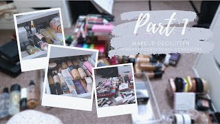 DECLUTTER & ORGANISE MY MAKEUP COLLECTION WITH ME | PART 1 PRIMERS/ FOUNDATIONS/ CONCEALERS