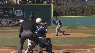 Backstop camera has close call with foul ball