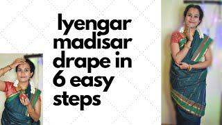 How to drape Iyengar madisar in 6 easy steps| #abhamakeover| #madisar |