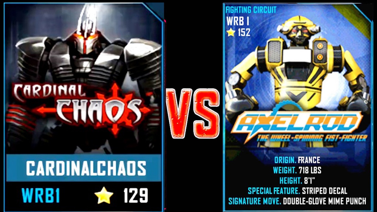 REAL STEEL WRB Cardinal Chaos VS Axelrod New Robots UPDATE (Живая сталь)