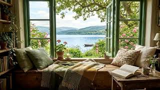 Spring Lakeside Cottage Ambience with Blooming Garden Views for Reading Relaxation and Peace