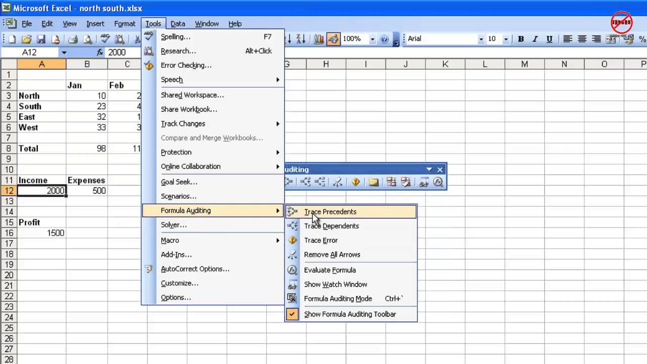 Formulas usadas en excel