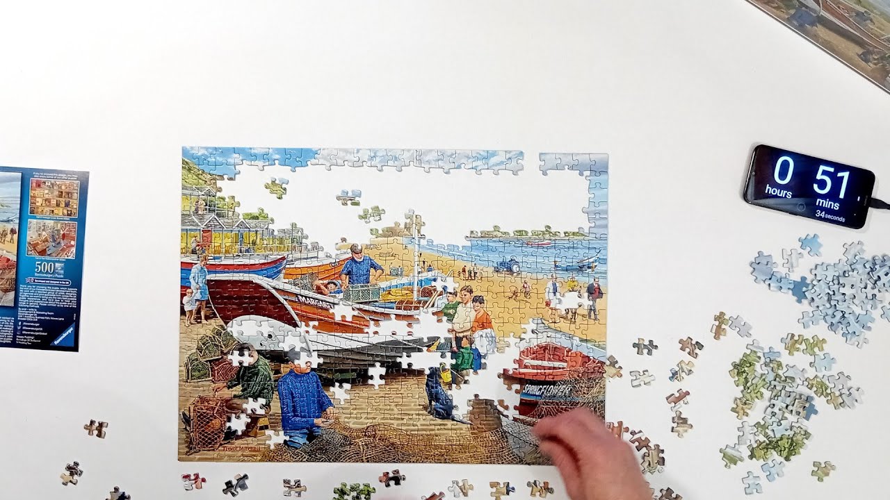 #121 The Fisherman Puzzle Time Lapse, Ravensburger 500 piece. - YouTube