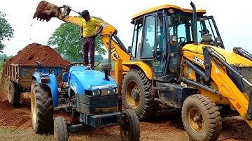 Jcb 3dx Backhoe Machine Loading Red Mud In 2 Tractor | Mahindra 275 DI | Newholland 4010 | Jcb Video